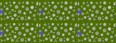 Raster illüstrasyonu. Yumuşak, yeşil renkli yaz çiçekleri. Raster çiçek desenli ve çiçekli..