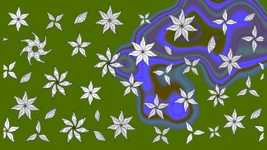 Yeşil renkli çiçekler. Düz Çiçek Elementleri Tasarımı. Çiçekli eskiz çizimi. Renkli Yaz Teması çizim şablonu.