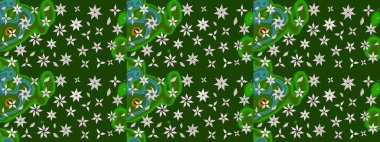 Raster Illustrasyon 'daki Çiçek Deseni' nin son moda çizimi. Güzel kumaş deseni. Düz Çiçek Elementleri Tasarımı. Renkli Yaz Teması çizim şablonu.