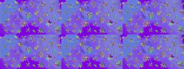 Hediye ambalaj kağıdı, tebrik kartları, posterler ve pankart tasarımı. Raster düz çiçek çizim deseni. Mor renkte çiçekler.