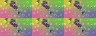 Yeşil renkli çiçekler. Raster illüstrasyonu. El çizimi çiçekli soyut çizim deseni.