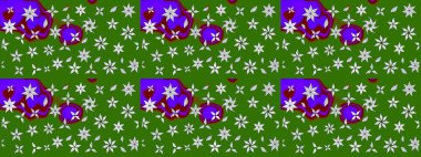 Raster illüstrasyonundaki çiçek desenli çizim. Suluboya tarzında yeşil renkte çiçekler.