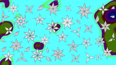 Sevimli küçük çiçek desenle. Raster resim. Çiçek desenli çiçek ve yaprakları ile.