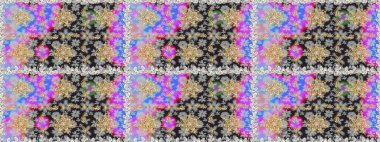 Süslü dantel iz sürücü. Çiçekli süslemeli, pürüzsüz bir desen. Duvar kâğıdı için altın süslü bir illüstrasyon. Doğu tarzında klasik tasarım öğesi. Gri renkler üzerine geleneksel Arapça dekor.