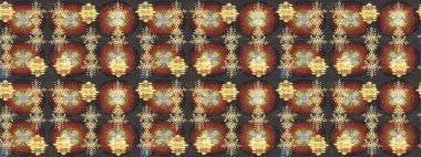 Kahverengi, gri ve sarı kar taneleri. Kar tanelerinin soyut arkaplanı olan şirin bir Noel arkaplanı. Renkler. Raster illüstrasyonu. Noel ve Yeni Yıl moda baskıları için tatil tasarımı.