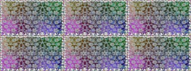 Süslü kumaş deseni. Raster illüstrasyonunda kusursuz çiçek deseni. Renkli Bahar Temalı Kusursuz Arkaplan. Düz Çiçek Elementleri Tasarımı.