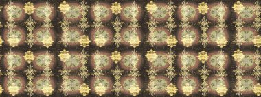 Kar tanelerinin soyut arkaplanlı Noel şablonu. Raster illüstrasyonu. Kahverengi, bej ve nötr renkler. Noel ve Yeni Yıl moda baskıları için tatil tasarımı.