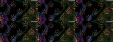 Raster illüstrasyonu. Siyah renklerde. Çiçek buketleriyle klasik tarzda eskiz deseni.