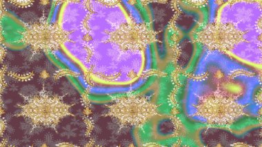 Altın elementlerle nötr renklerde altın desen. Raster Golden eskiz kalıbı. Arkaplan, kumaş, altın duvar kağıdı. Düz elle çizilmiş vintage koleksiyonu.