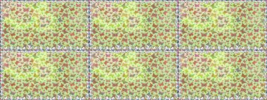 Raster illüstrasyonu. Tarafsız, bej ve yeşil arka planda kelebek deseni var. Kumaş, Tekstil, Yazdırma ve Davetiye için arkaplan.