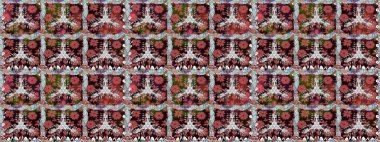 Raster illüstrasyonu. Çiçek duvar kağıdı. Hint süsü. Renkli süs kenarı. Kusursuz desen. Kahverengi renklerde.