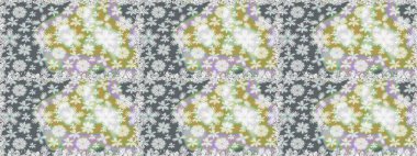 Küçük çiçekteki sevimli çiçek deseni. Raster illüstrasyonu. Gri renklerde. Raster deseni. Soyut çiçek pürüzsüz desen arkaplanı.