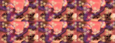 Raster illüstrasyonu. Kar tanesi raster deseni. Renkli arka planda izole tatlı kar taneleri. Pembe, kahverengi ve mor renkte kar taneleri.