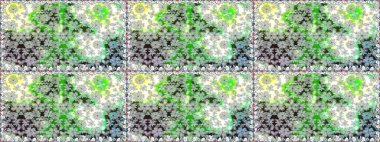 Renkli desenli, gri çiçekli ve dekoratif elementli kusursuz desen. Kumaş, tekstil, duvar kağıdı baskısı için. Kusursuz bir geçmişi var. Raster illüstrasyonu. Antika retro tarzı.