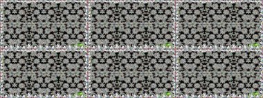 Raster Henna tarzı. Etnik Mandala havlusu. Sınır Kızılderili çiçekli paisley patten. Kusursuz süs izi. Tebrik kartı arkaplanı, boyama kitabı, arkaplan, tekstil için kullanılabilir.