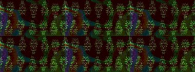 Sevimli çiçek raster deseni. Renkli Bahar Teması eskiz kalıbı. Siyah renkli çiçekler. Düz Çiçek Elementleri Tasarımı.