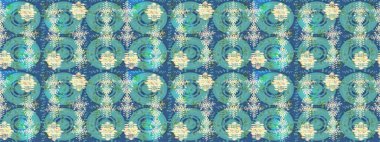 Kar tanelerinin soyut arkaplanlı Noel şablonu. Mavi, yeşil ve bej renkler. Noel ve yeni yıl moda baskıları için tatil tasarımı. Raster illüstrasyonu.