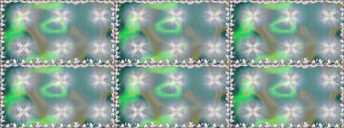 Düz Çiçek Elementleri Tasarımı. Raster illüstrasyonu. Çiçekli, suluboya desenli kusursuz çiçek deseni. Mavi renkli çiçekler. Renkli Bahar Teması Kusursuz Arkaplan.