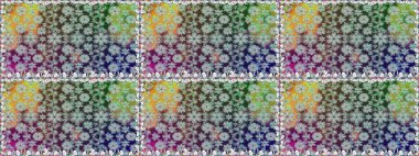 Çok renkli, zarif küçük çiçekler ve gri renkli komik böcekler, raster desen, illüstrasyon.