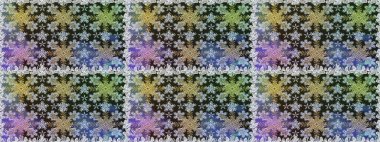 Raster illüstrasyonu. Gri renklerde, altın elementlerle kusursuz desen. Klasik klasik klasik arka plan. Kusursuz klasik raster altın desenli. Geleneksel oryantasyon süsü.