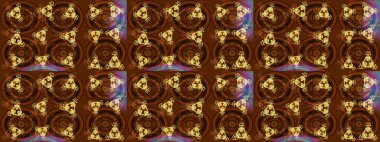 Raster - stok. Eskiz arkaplan modeli. Yapraklı çiçekler ve kahverengi renkli papatya çiçekleri..