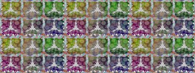 Çocuksu tasarım. Tekstil, kumaş, ambalaj, hatıra defteri için hoş bir çiçek arkaplanı. El çizimi çiçekli, pürüzsüz bir desen. Yeşil arkaplanda.