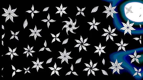 Çiçekli ipek eşarp. Siyah üstüne siyah. 1950-1960 motifleri. Retro tekstil tasarım koleksiyonu. El çizimi çiçek elementleri ile soyut çizim raster deseni.