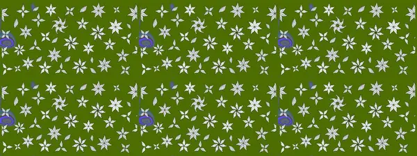 Raster illüstrasyonu. Yumuşak, yeşil renkli yaz çiçekleri. Raster çiçek desenli ve çiçekli..