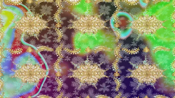 Klasik klasik klasik arka plan. Geleneksel oryantasyon süsü. Altın elementlerle nötr renklerde altın desen. Klasik Raster altın desenini çiz.