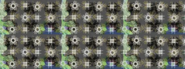 Gri, nötr ve yeşil renklerde kar tanelerinden oluşan kış deseni. Raster illüstrasyonu. Düz yatıyordu. Kış konsepti.