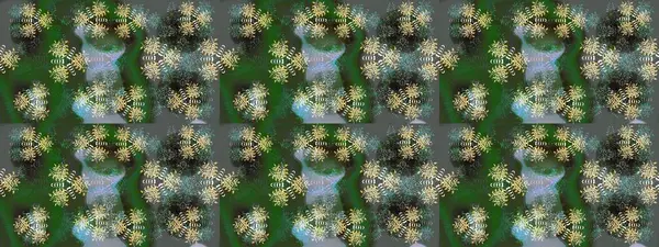 Raster illüstrasyonu. Yeşil, gri ve nötr renklerde kristal kar taneleri.