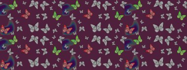 Doğadaki güzellik. Raster. Kumaş, tekstil, baskı ve davetiye örnekleri. Çizim kalıbı. Kahverengi arka planda uçan güzel kelebek.