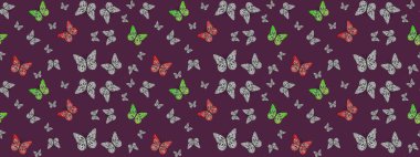 Raster illüstrasyonu. Erkekler, kızlar, elbiseler, duvar kağıtları için soyut çizim kalıbı. Fantezi sevimli illüstrasyon. Kahverengi arka planda suluboya kelebeklerin.