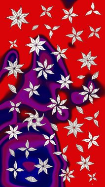 Hediye ambalaj kağıdı, tebrik kartları, posterler ve pankart tasarımı. Kırmızı renkte çiçekler. Raster düz çiçek çizim deseni.