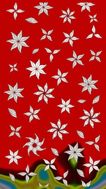 Kibarca, kırmızı renkte yaz çiçekleri. Küçük çiçekteki sevimli çiçek deseni. Raster deseni. Raster illüstrasyonu.