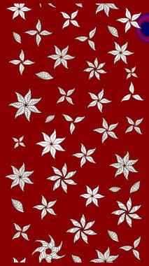 Raster illüstrasyonundaki çiçek desenli çizim. Suluboya tarzında kırmızı renkte çiçekler.