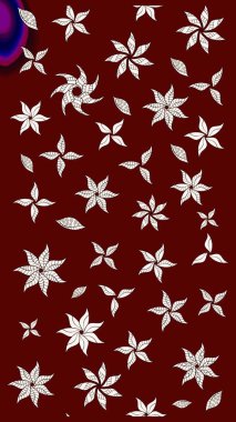 Raster çiçek desenli çiçek deseni, yapraklar, dekoratif elementler, sıçrama, lekeler, el çizimi kontur çizgileri ve Doodle çizim stili, grafik raster çizim çizimi.