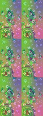 Çiçekler suluboya tarzında yeşil renkte. Çiçekli yeşil renkte bir çiçek deseni çiz.