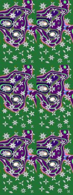 Nakış desenli çiçek deseni. Parmak izi, kumaş, duvar kâğıdı, tekstil için raster dokusu. Renkli grunge, yakut yeşil çiçeklerle soyut arkaplanı zenginleştirir.