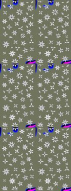 Düz Çiçek Elementleri Tasarımı. Raster illüstrasyonundaki çiçek desenli çizim. Yeşil renkli çiçekler. Renkli Yaz Teması çizim şablonu.