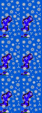 Çiçek duvar kâğıdı. Mavi renkli şirin tekstil tarzında. Çiçek arkaplan. Renkli çizim kalıbı. Raster illüstrasyonu.