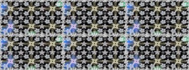 Küçük siyah çiçeklerle oldukça eski bir besin torbası deseni. Tekstil, kumaş, kapaklar, duvar kağıtları, baskı, naylon, yapıştırma, örgü, dekupaj için çiçeksiz arkaplan.