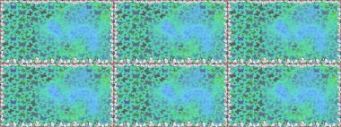 Yeşilliğin üzerinde harika, pürüzsüz bir kelebek örtüsü. Bahar Kelebeği teması. Çizim, karalama, karalama. Sonsuz. Giysi kumaşı için böcek dokusu parçası tekrarlanıyor. Raster illüstrasyonu.