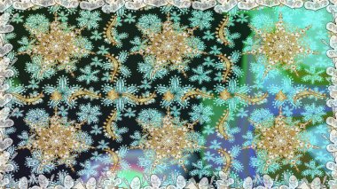 Tarafsız renklerdeki altın desenler ve altın elementler. Raster klasik barok çiçeksiz altın desenli. Süslü dekorasyon. Lüks, kraliyet ve Viktorya dönemi konsepti.