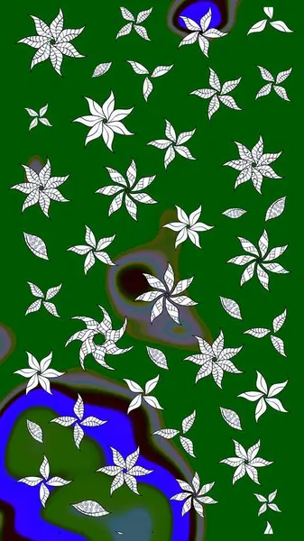 Raster illüstrasyonu. Yumuşak, yeşil renkli bahar çiçekleri. Raster çiçek desenli ve çiçekli..