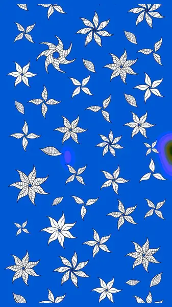 El çizimi. Raster illüstrasyonu. Çiçekli, yapraklı, çiçek desenli çizim..