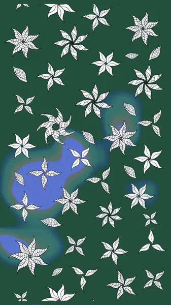 Arkaplan dokusu, duvar kağıdı, yeşil renkli çiçek teması. Kabile sanatı boho baskısı, klasik çiçek arkaplanı. Soyut etnik raster çizim kalıbı.