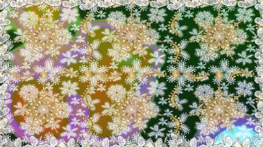 Şık bir grafik desen. Kusursuz raster arka plan. Tarafsız renklerde altın elementler. Çiçek deseni. Duvar kâğıdı barok, İspanyol kumaşı.