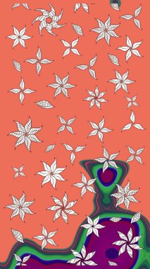 Raster suluboya çiçek deseni, narin çiçekler, turuncu çiçekler, tebrik kartı şablonu. Güzel kumaş deseni.