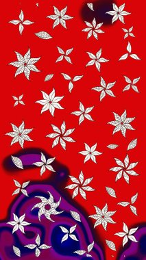 Kırmızı çiçekli eskiz deseni, suluboya çiçek deseni, sevimli çiçek, duvar kağıdı, kart ya da kumaş için fayanslı. Raster - stok.